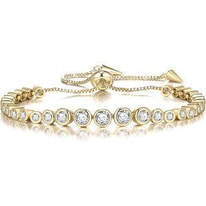 Women's Gold Dainty Trendy Adjustable Tennis Bracelets Jewelry Gift Lobster Claw